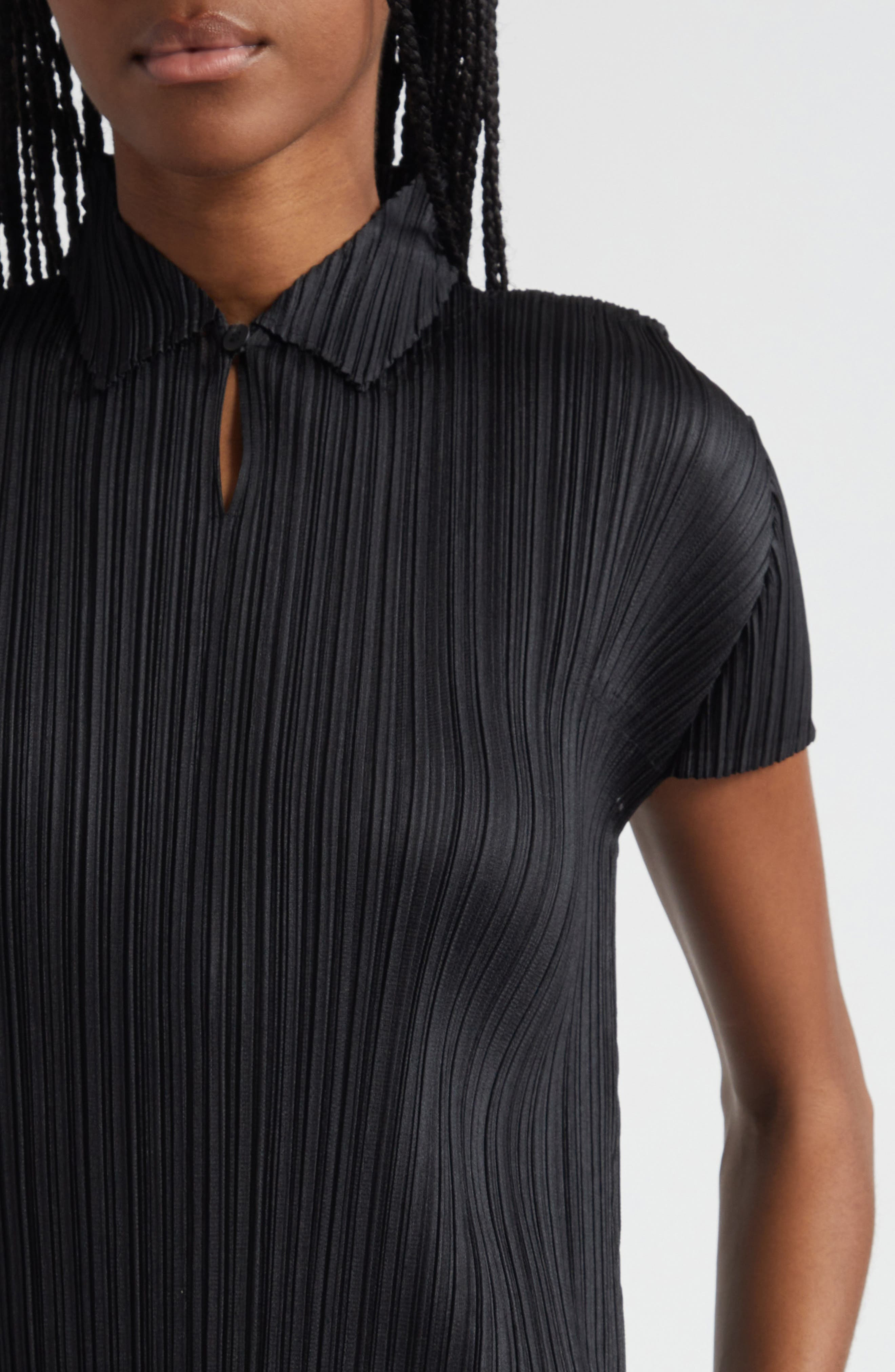 Pleats Please Issey Miyake Monthly Colors August Pleated Polo in Black at Nordstrom - 5