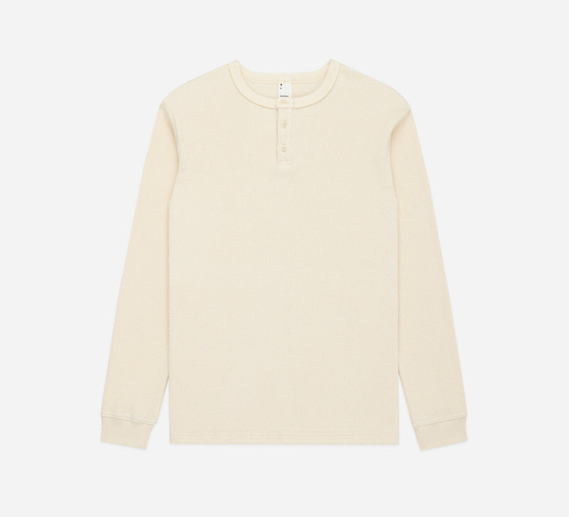 Long Sleeve Thermal Henley - Natural 1