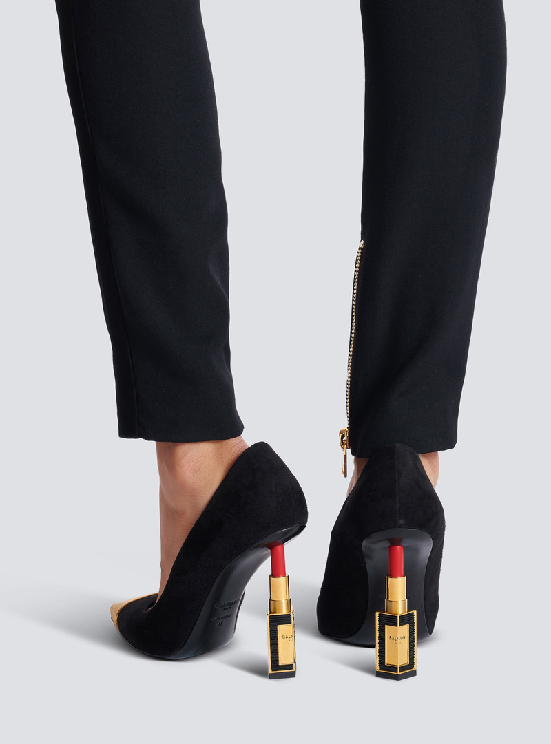 Balmain Lipstick pumps in suede leather and brass outlook