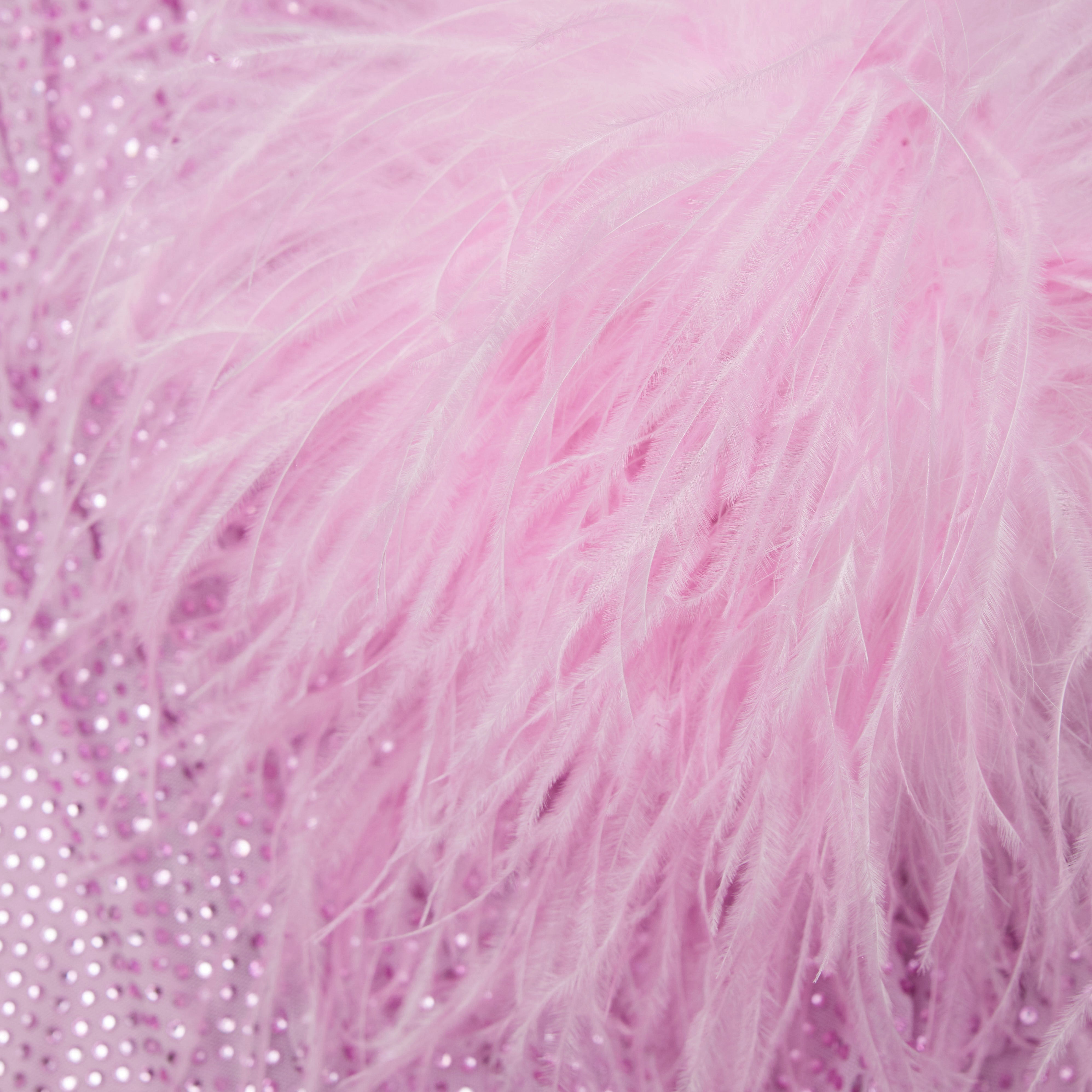 Pink Rhinestone Feather Mini Dress - 5