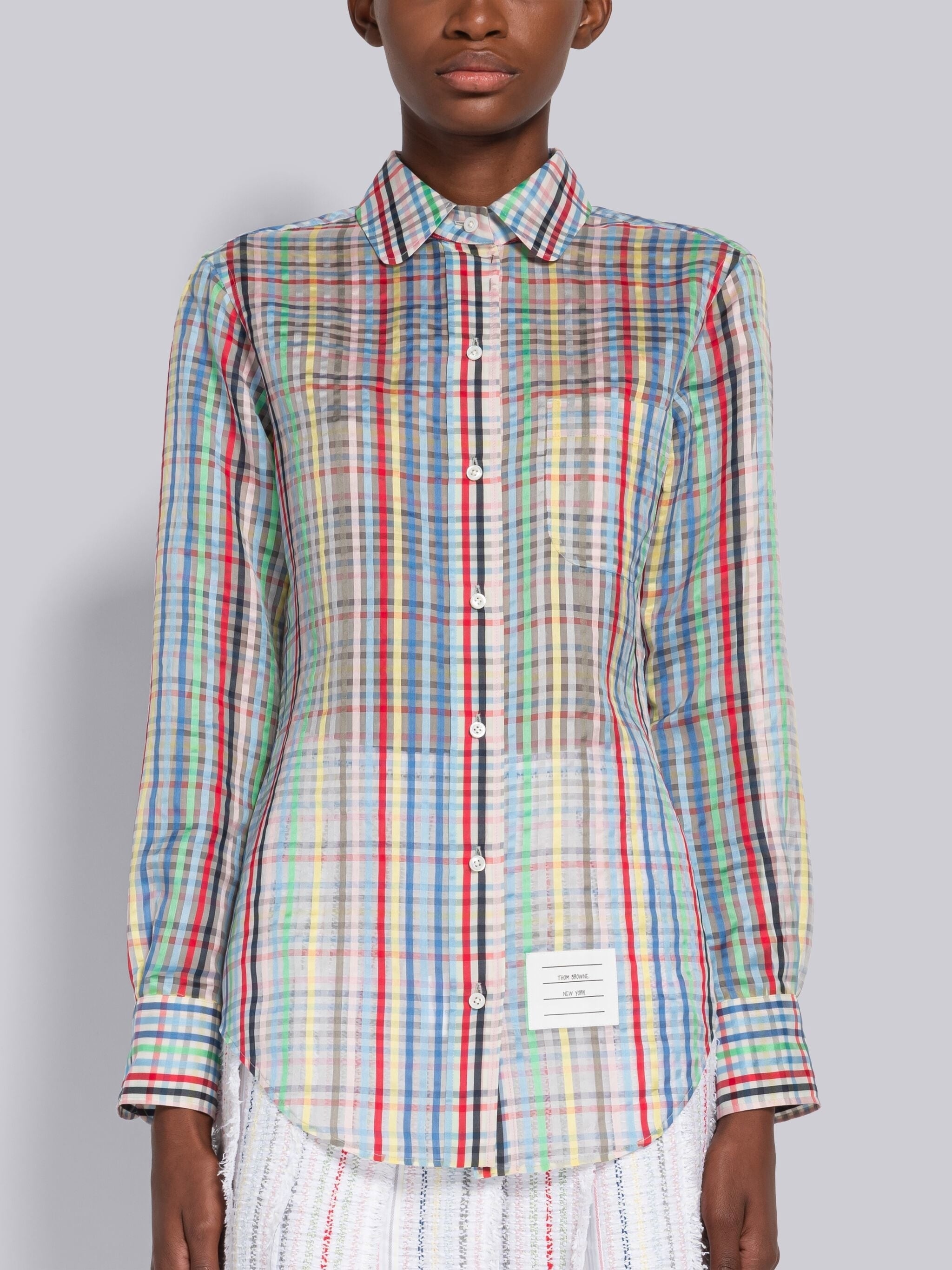 Gingham Silk Organza Classic Shirt - 3