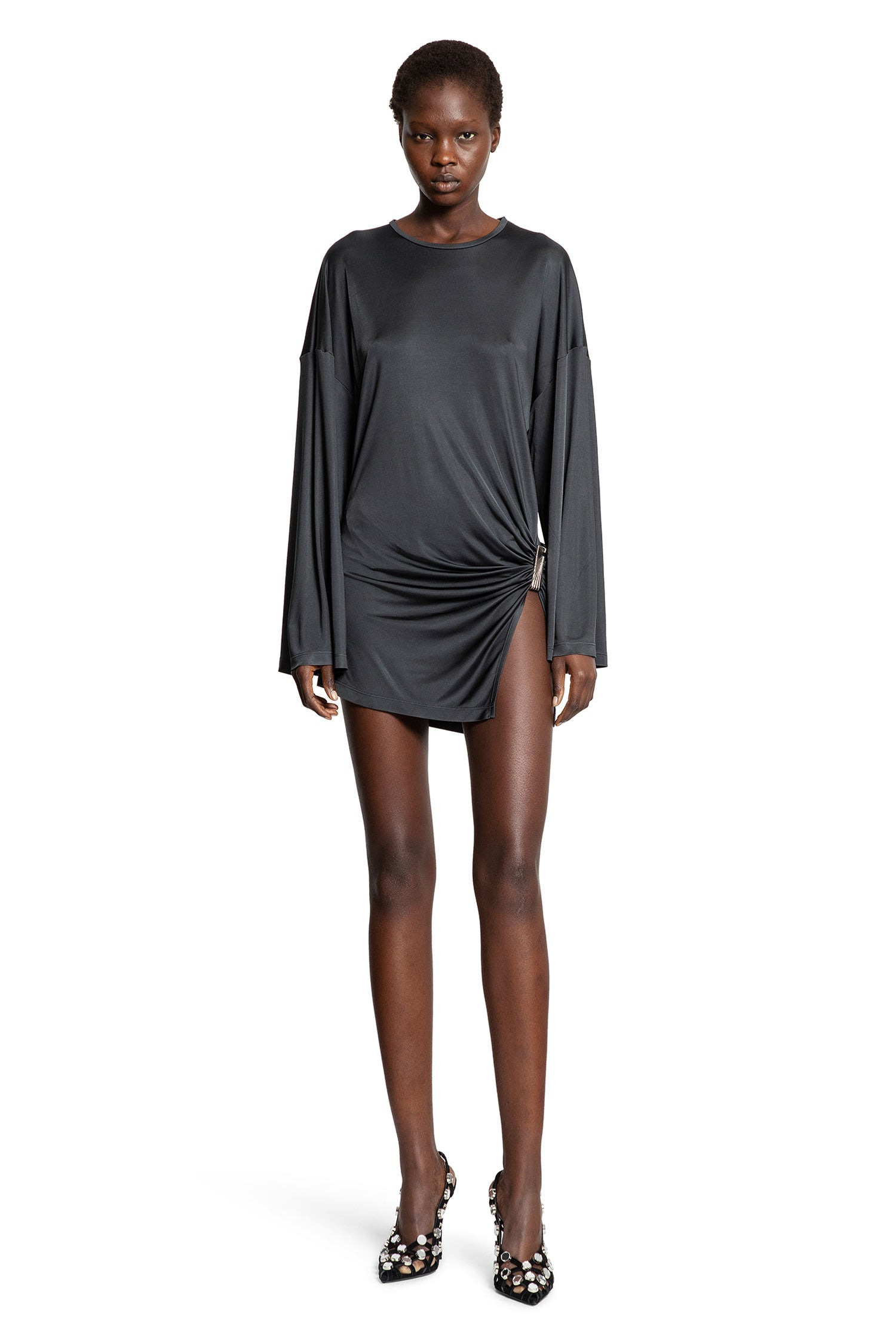 Gathered-Viscose-Jersey-Mini-Dress - 1
