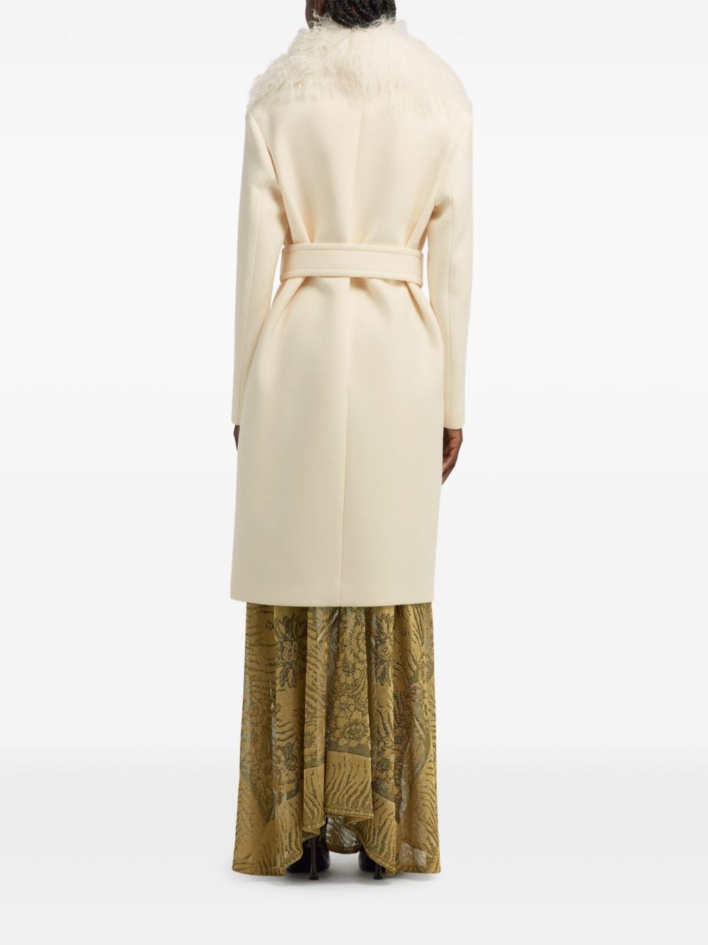shearling-trimmed coat - 5