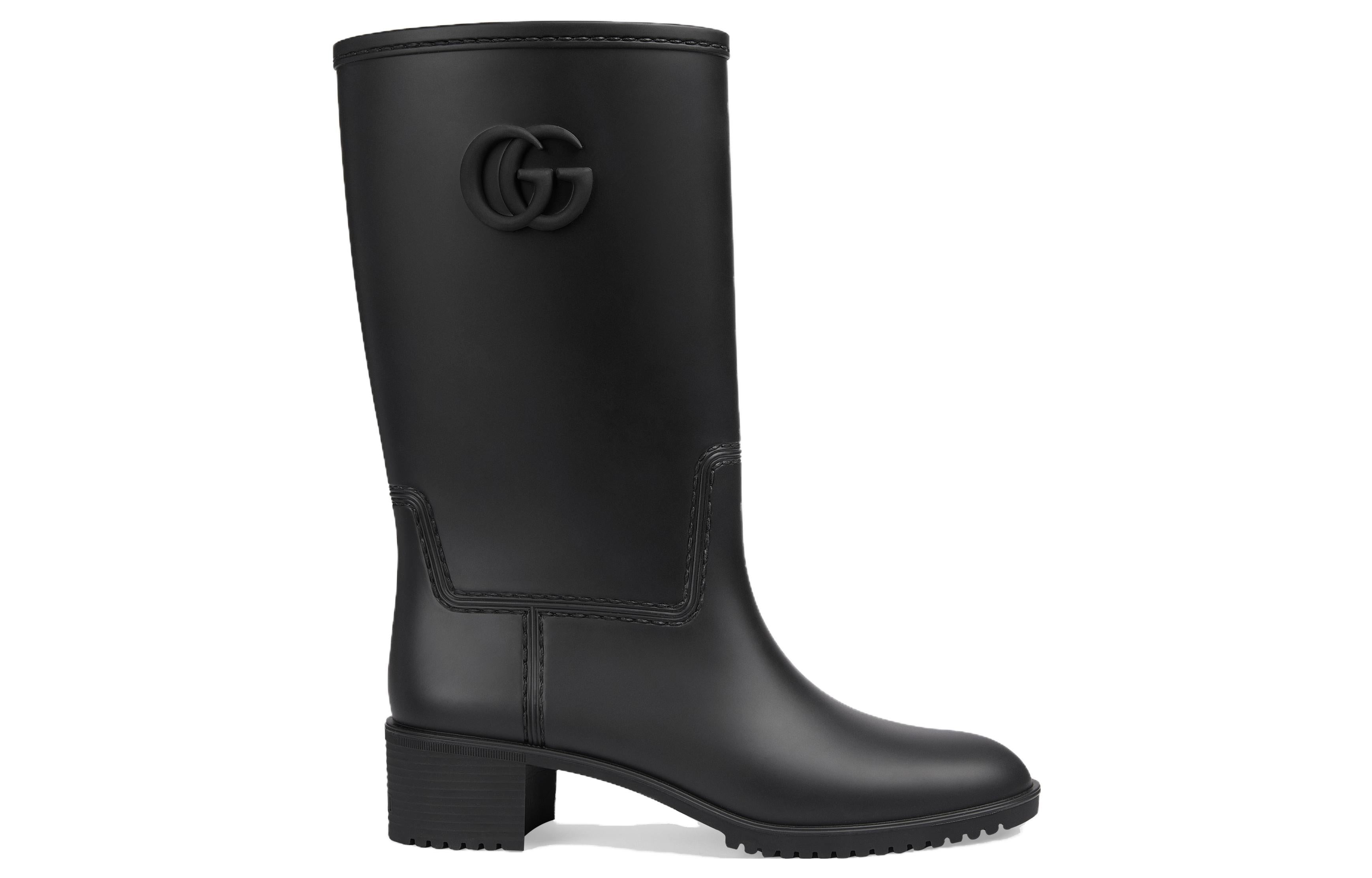 (WMNS) Gucci Double G Rain Boot 'Black Rubber' 762700-J8710-1000 - 2