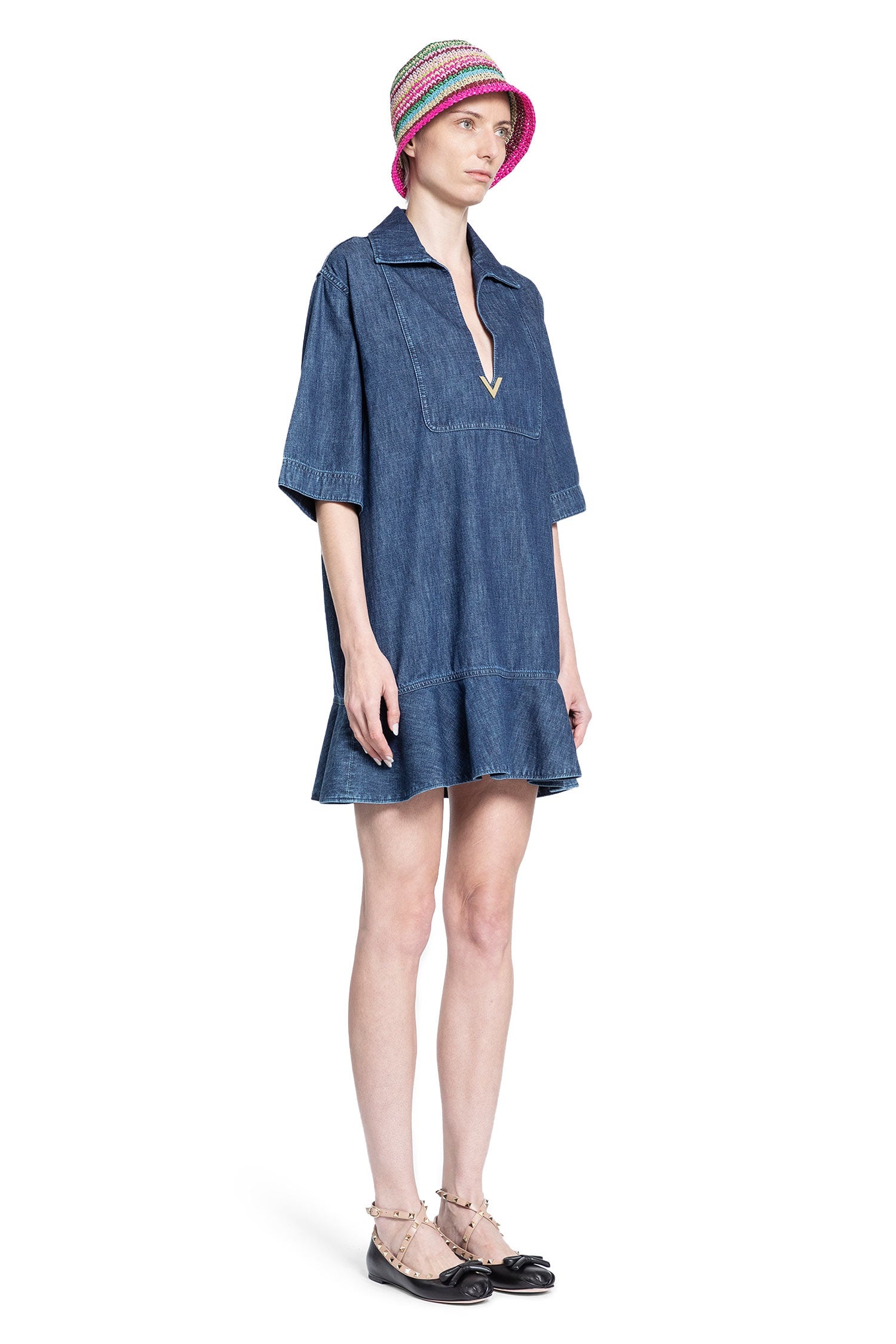 Signature-V-Polo-Dress-In-Denim - 2