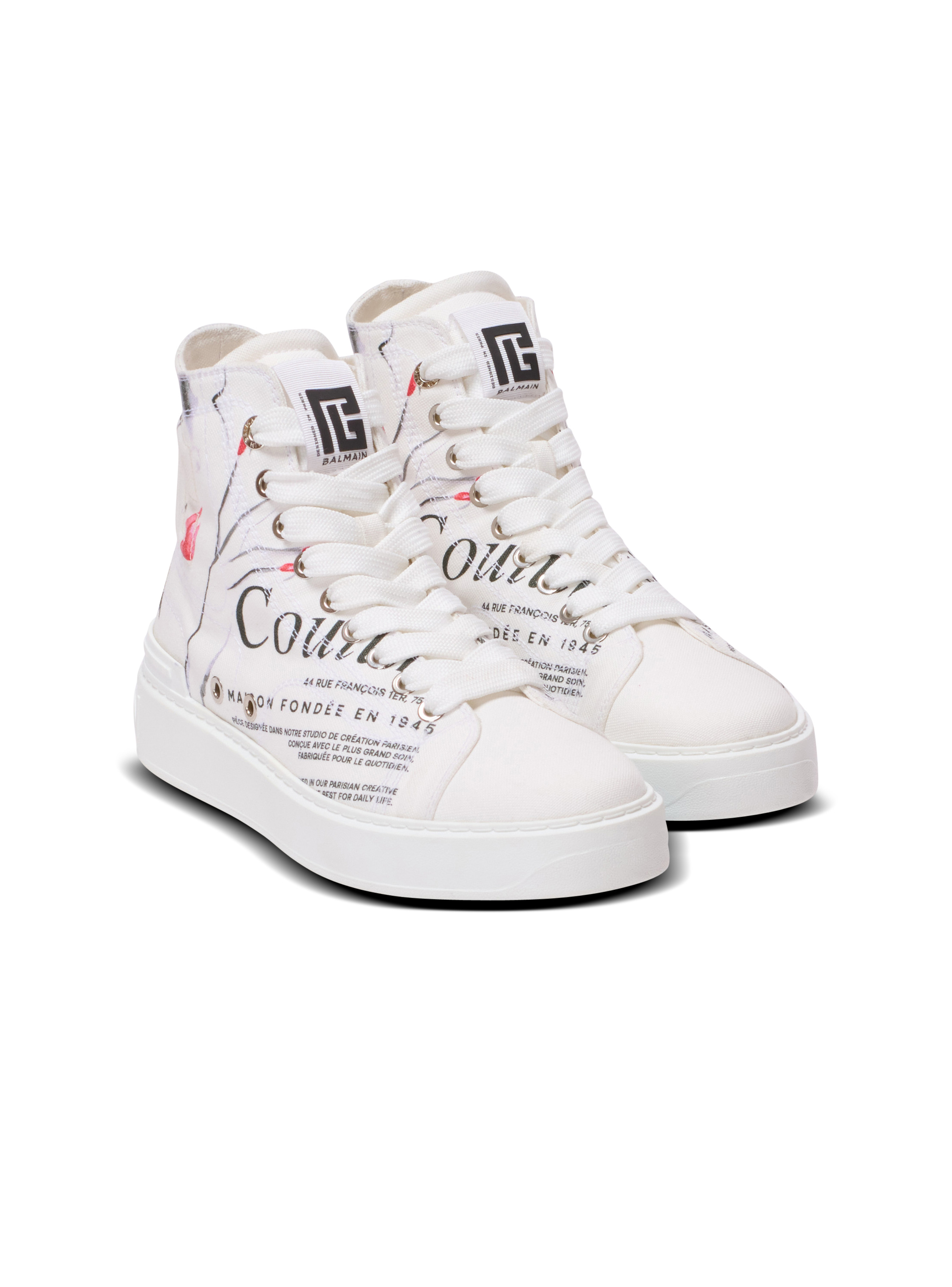 B-Court high-top trainers with Balmain Beauty print - 2