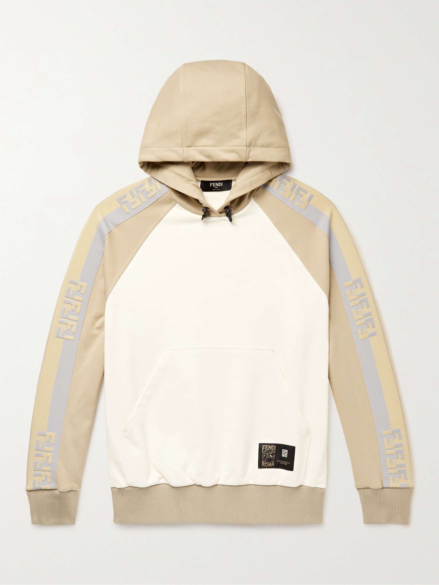 Colour-Block Logo-Jacquard Loopback Jersey Hoodie - 1