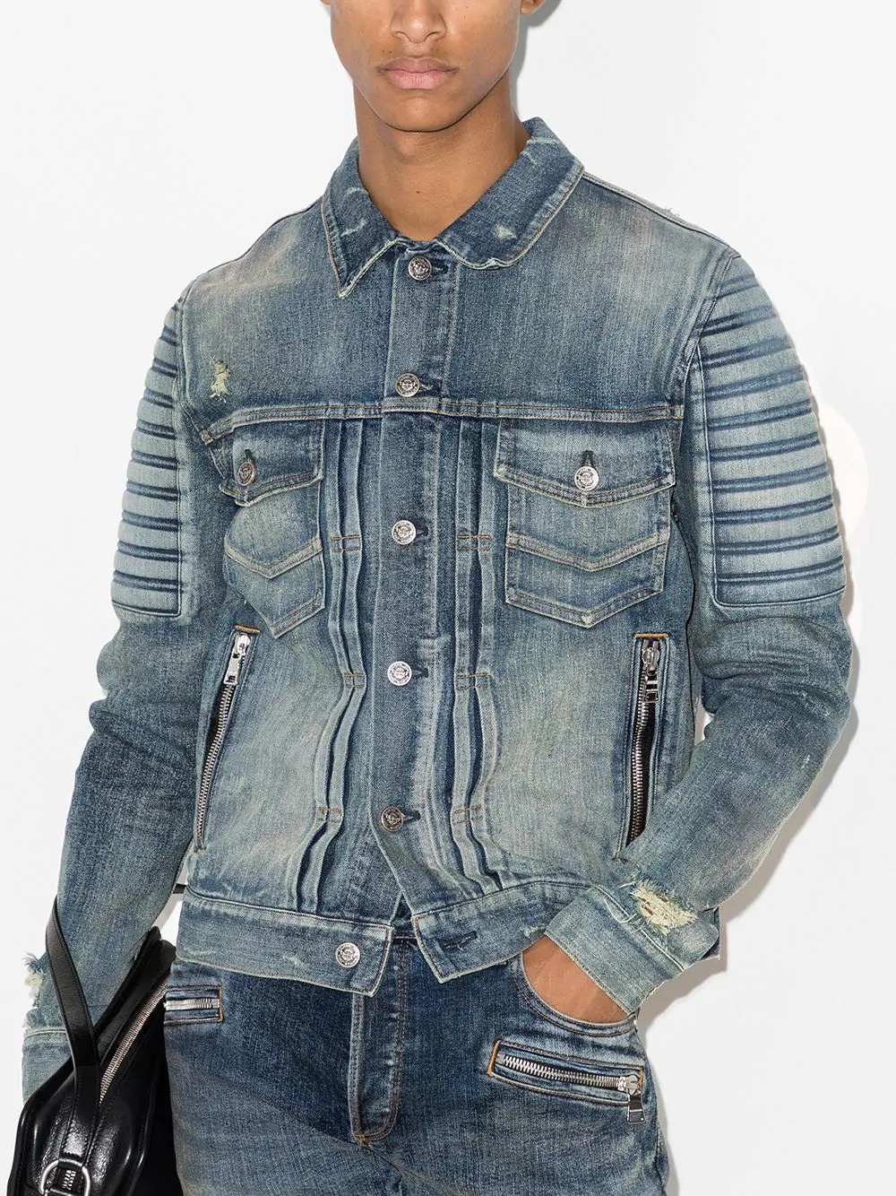 logo-embossed denim jacket - 2