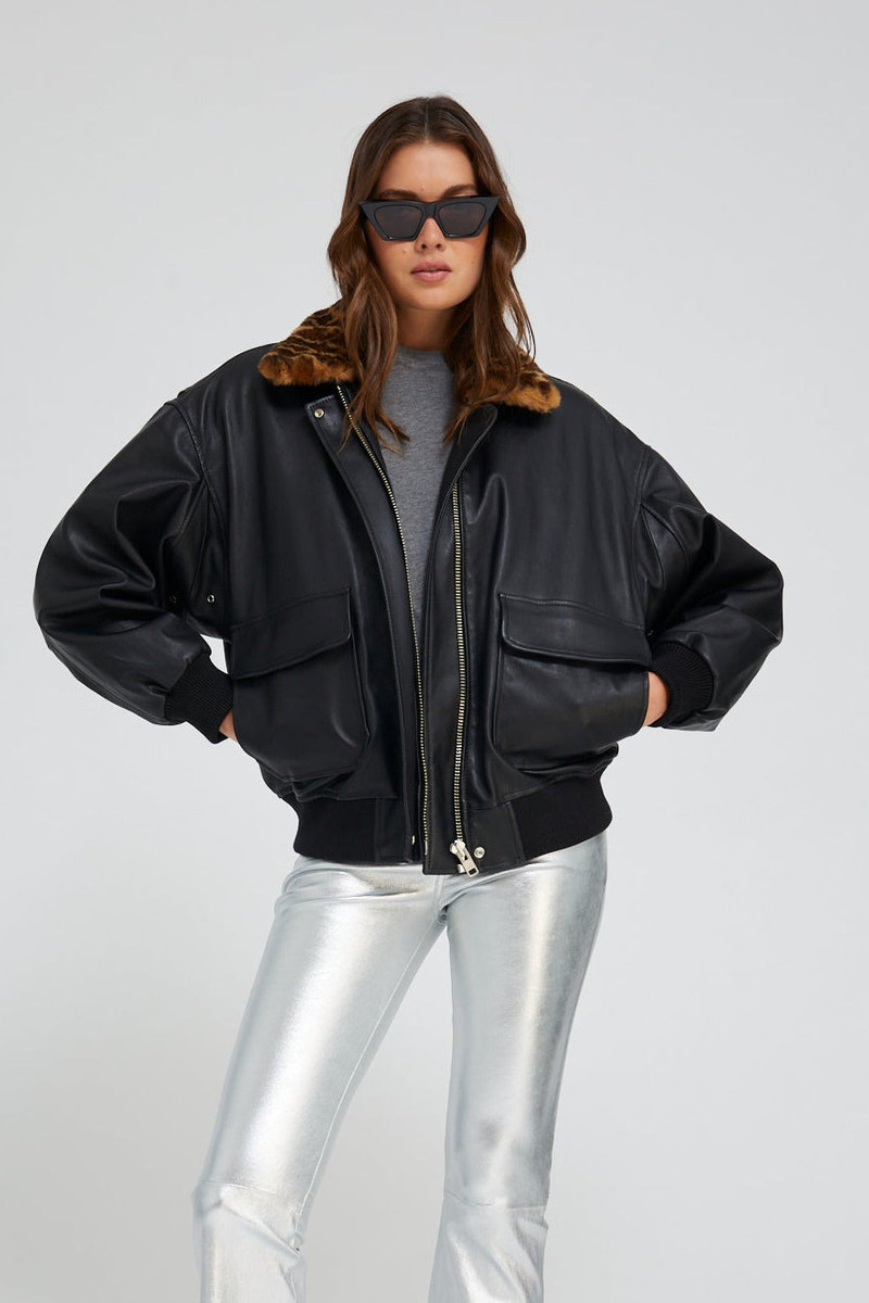 BLACK LEATHER VINTAGE AVIATOR JACKET 1