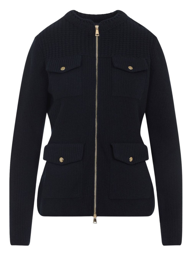 ribbed zip-front fitted jacket 1