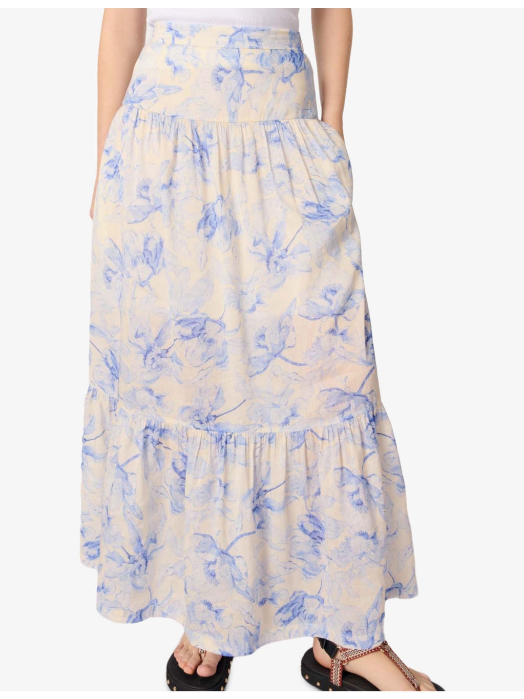 Floral-Print Linen-Blend Maxi Skirt - 4