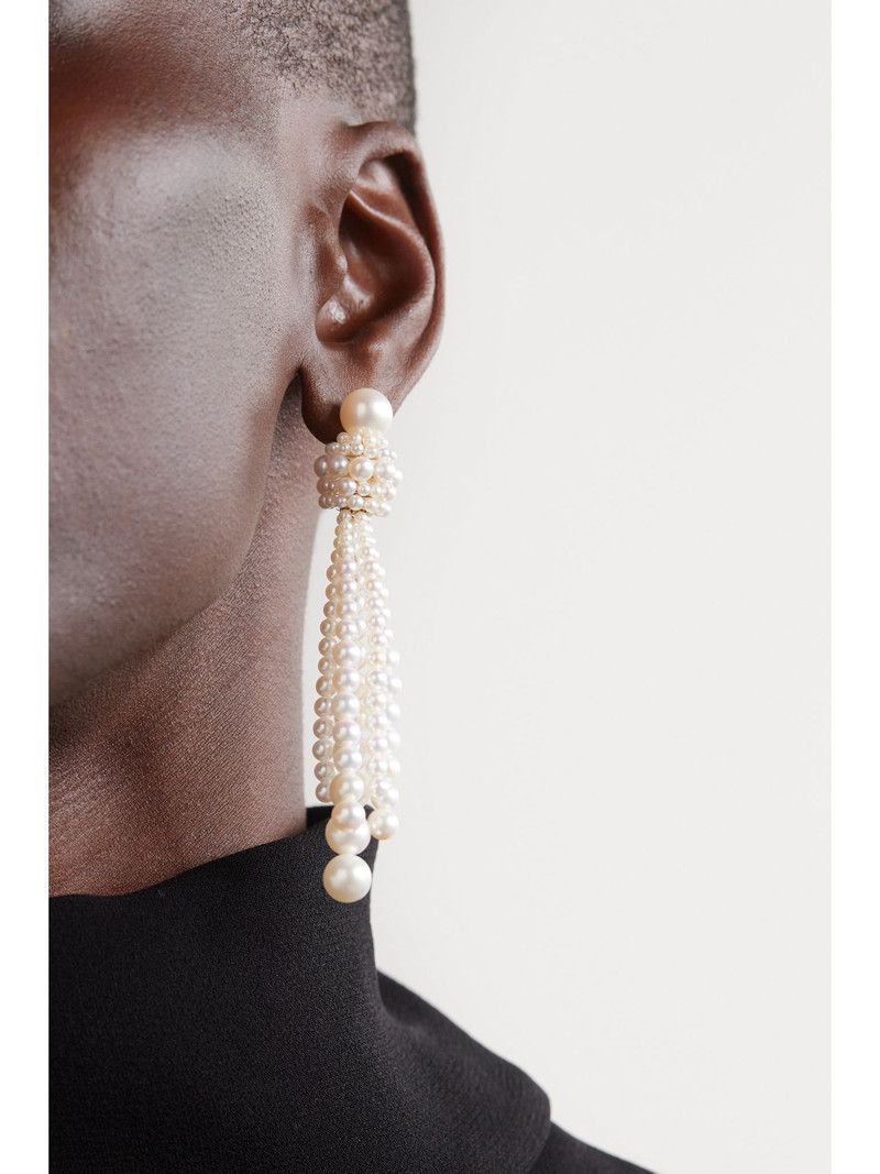 SOPHIE BILLE BRAHE Colonna Grande 14-karat recycled gold pearl earrings Gold outlook