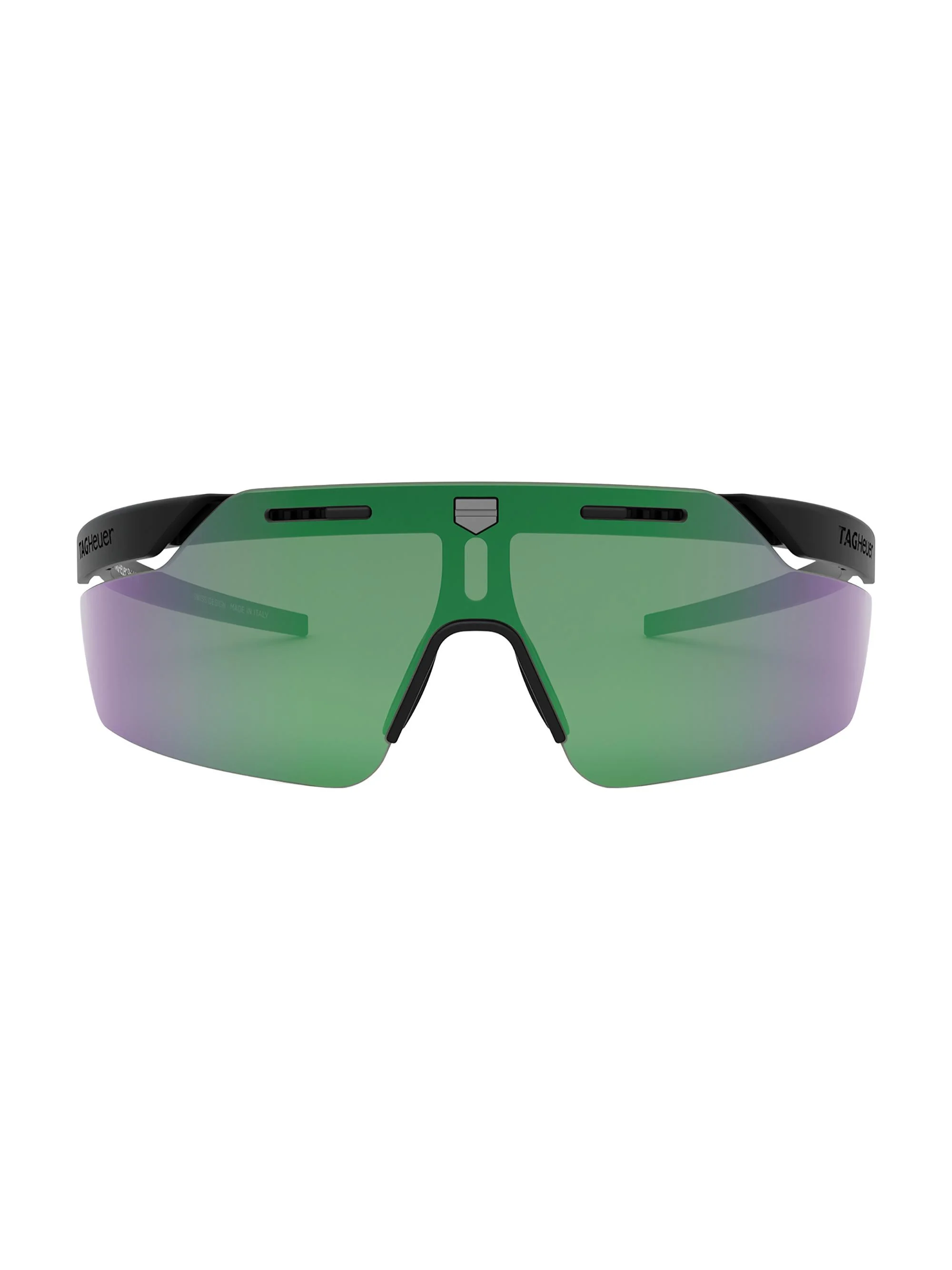 Men's Shield Pro 149MM Athletic Mask Sunglasses - Black Green Mirror - 1