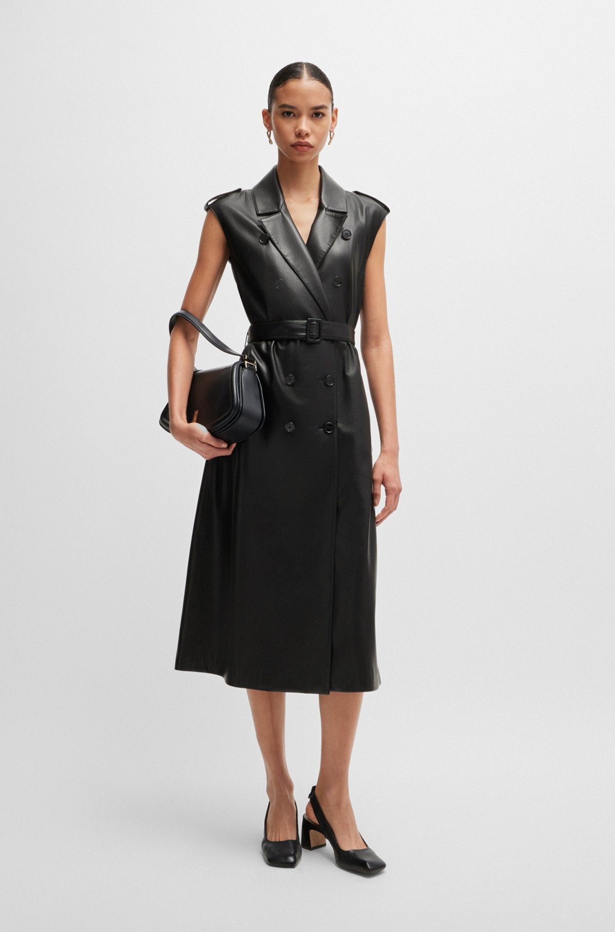 FAUX-LEATHER DRESS WITH DOUBLE-BREASTED FRONT - 2