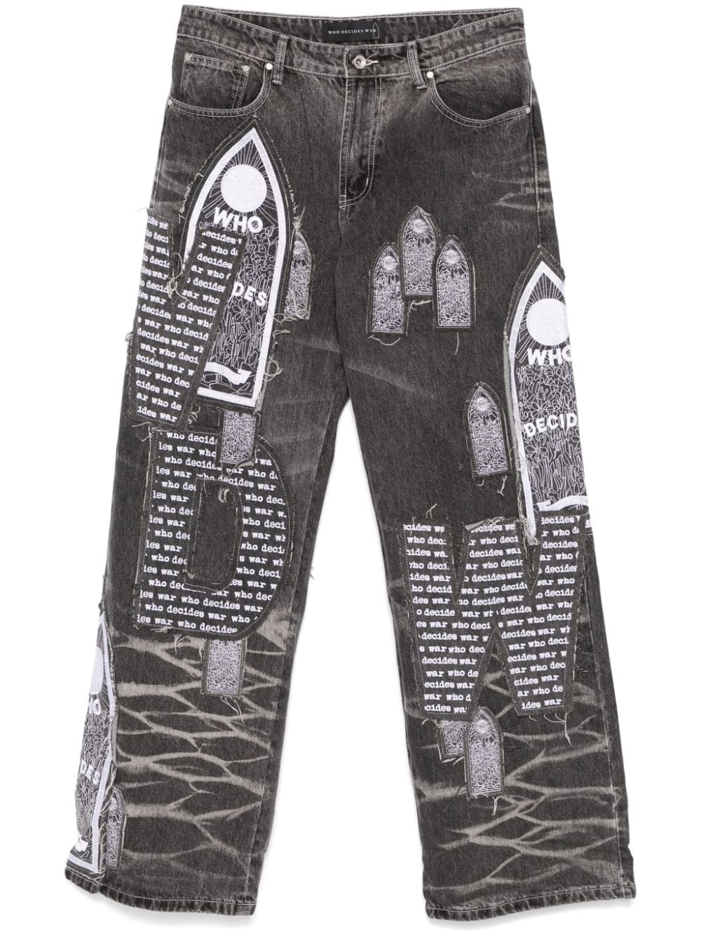 patchwork-design jeans - 1
