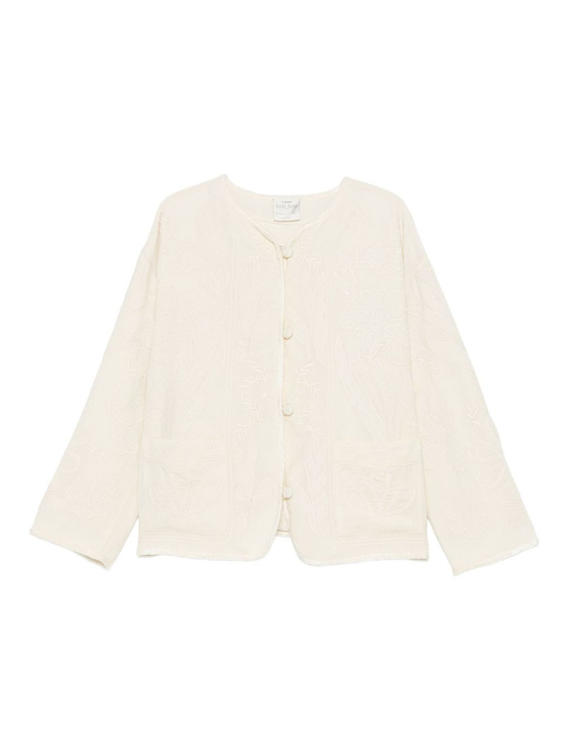 embroidered-detail pocket jacket 1