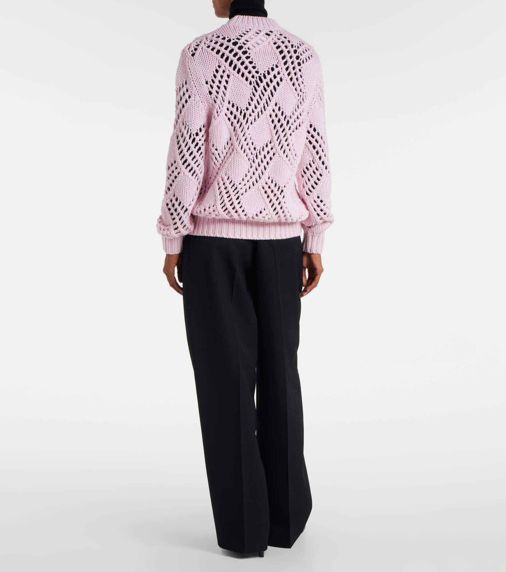 Lace-trimmed virgin wool sweater - 3
