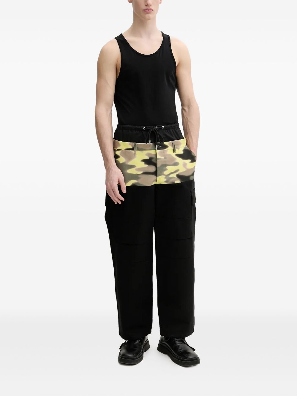 camouflage-panel wide-leg trousers - 2