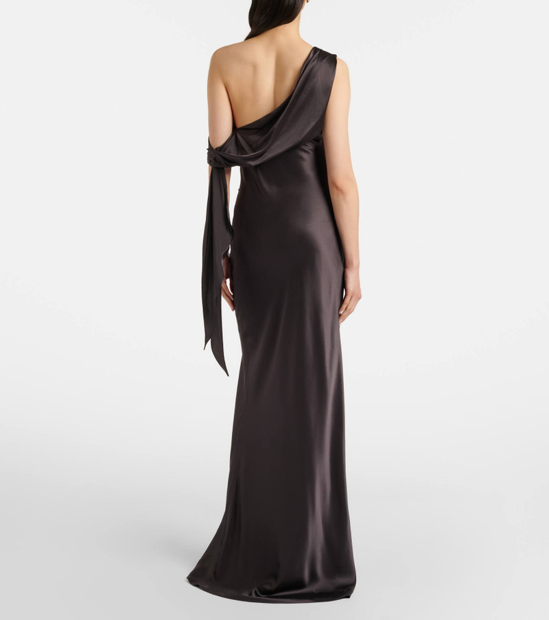 Draped one-shoulder silk satin gown 3