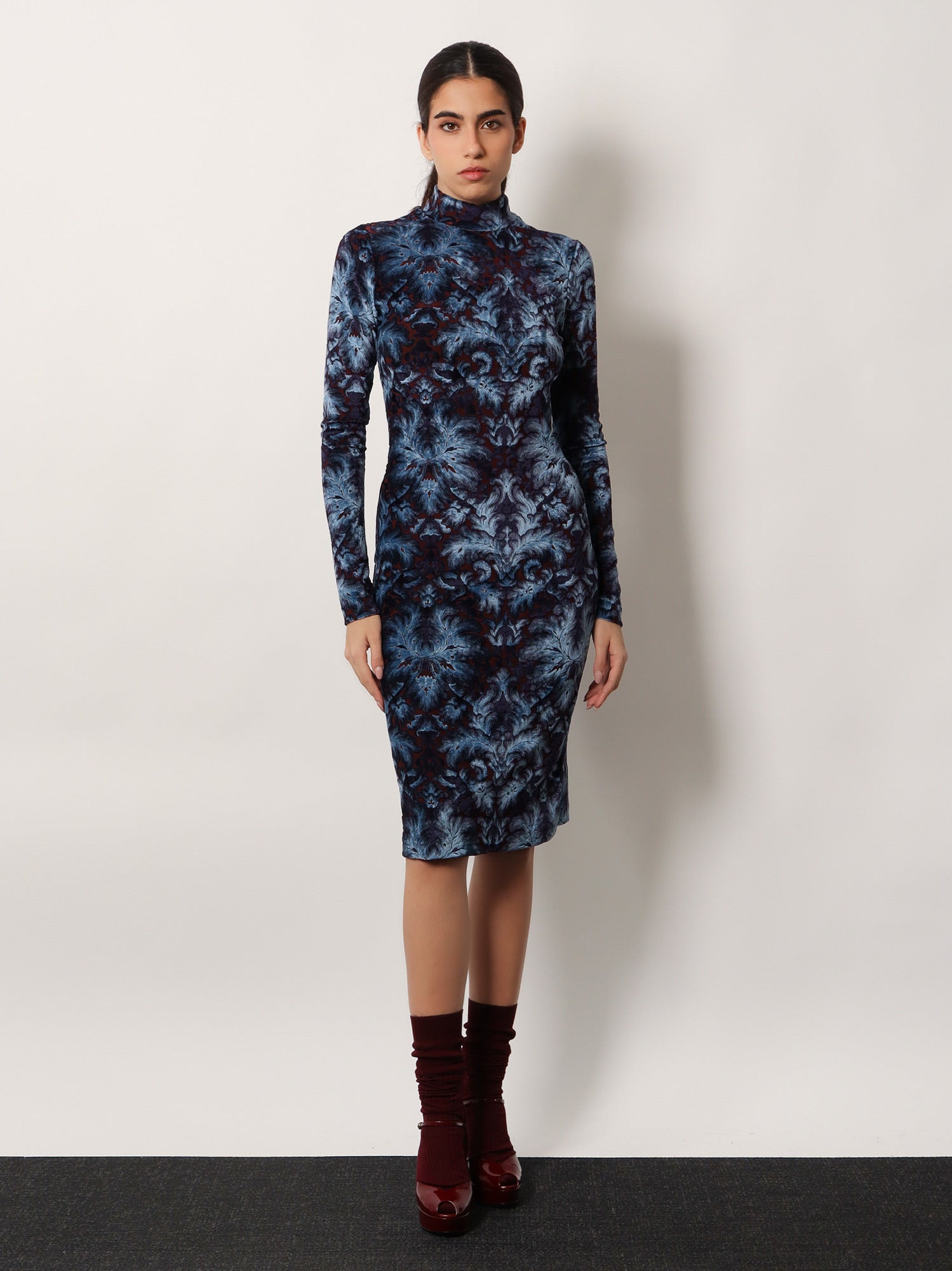 Jacquard Velvet Short Dress - 2