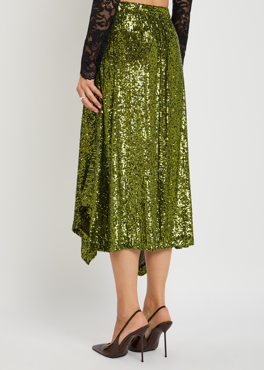 Rabanne Asymmetric Sequined Midi Skirt - 3