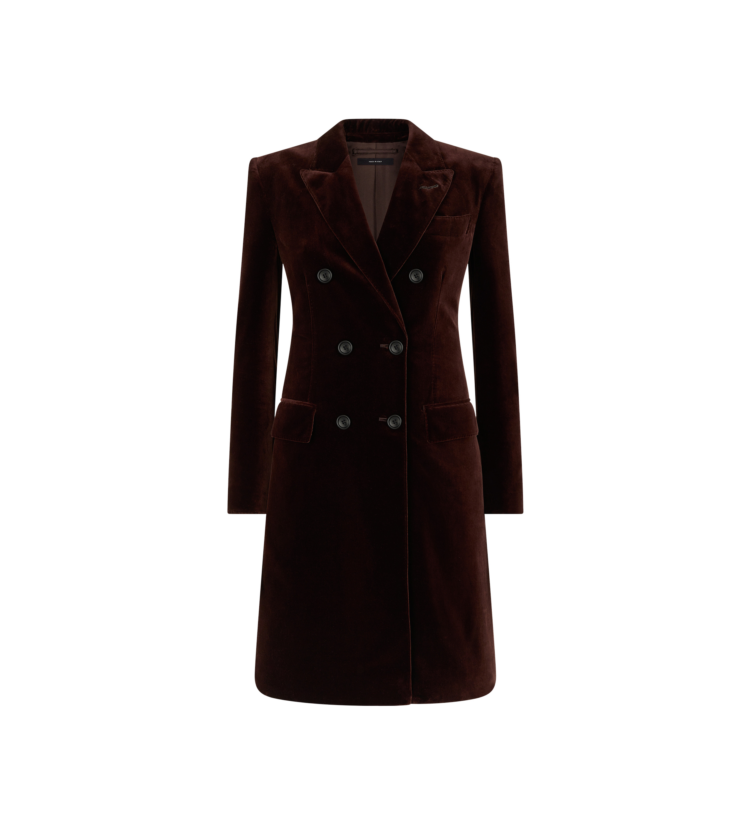 COTTON VELVET DOUBLE BREASTED TAILORED COAT - 1