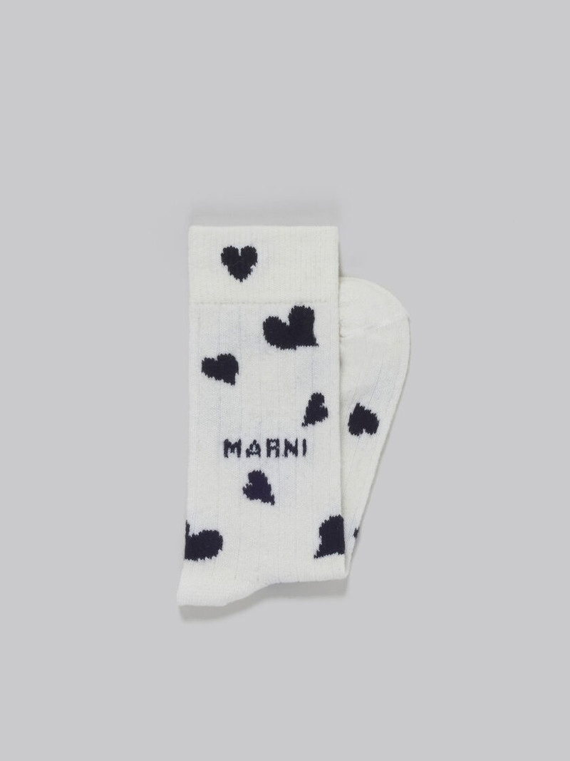 Marni WHITE WOOL SOCKS WITH HEART MOTIF outlook