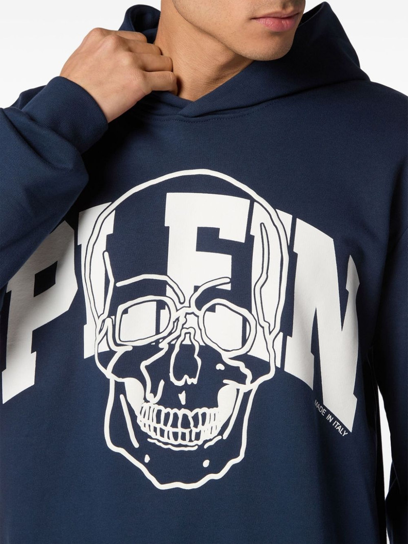Skull logo-print cotton hoodie 4