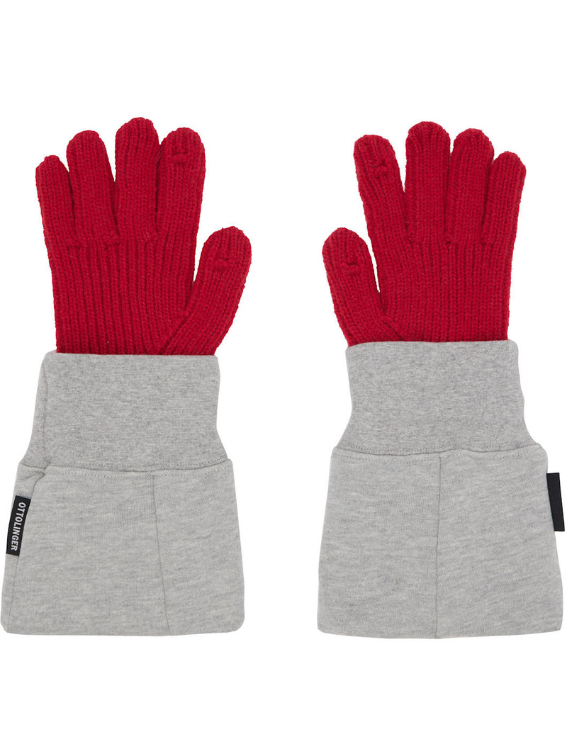 Red & Gray Deconstructed Sleeve Glove 1
