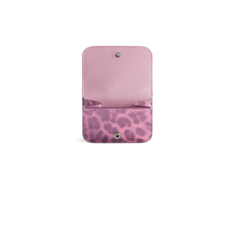 Women's Le Cagole Mini Wallet With Leopard Print in Pink 2