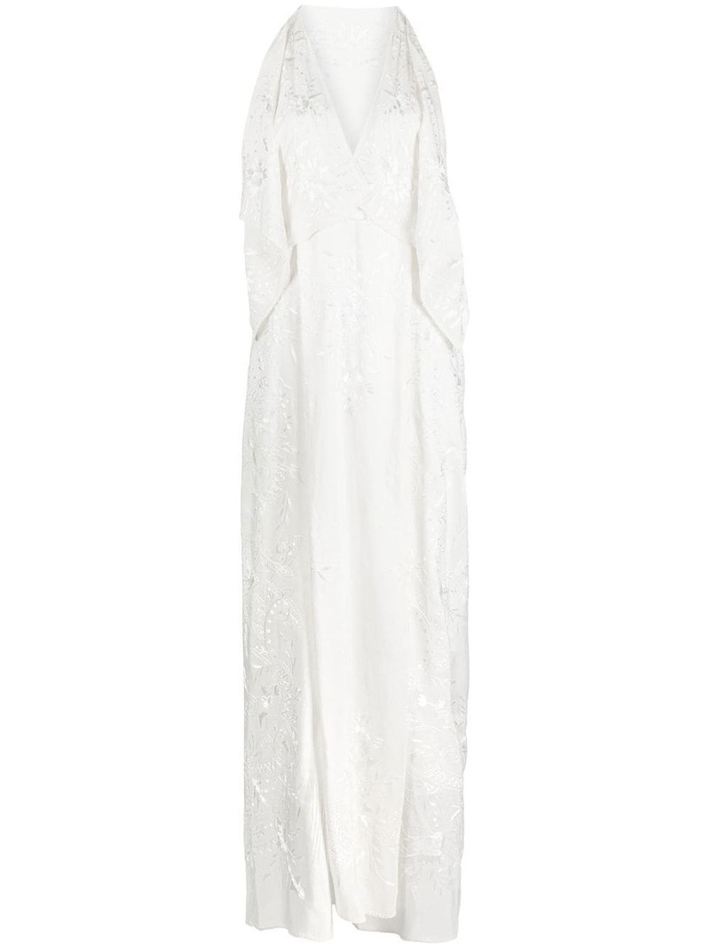 Pomaki floral-embroidered silk dress 1