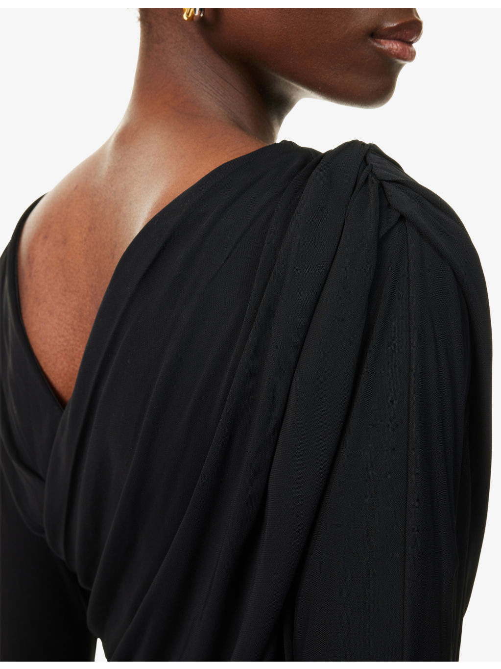 Ruched Long-Sleeves Woven Maxi Dress - 5