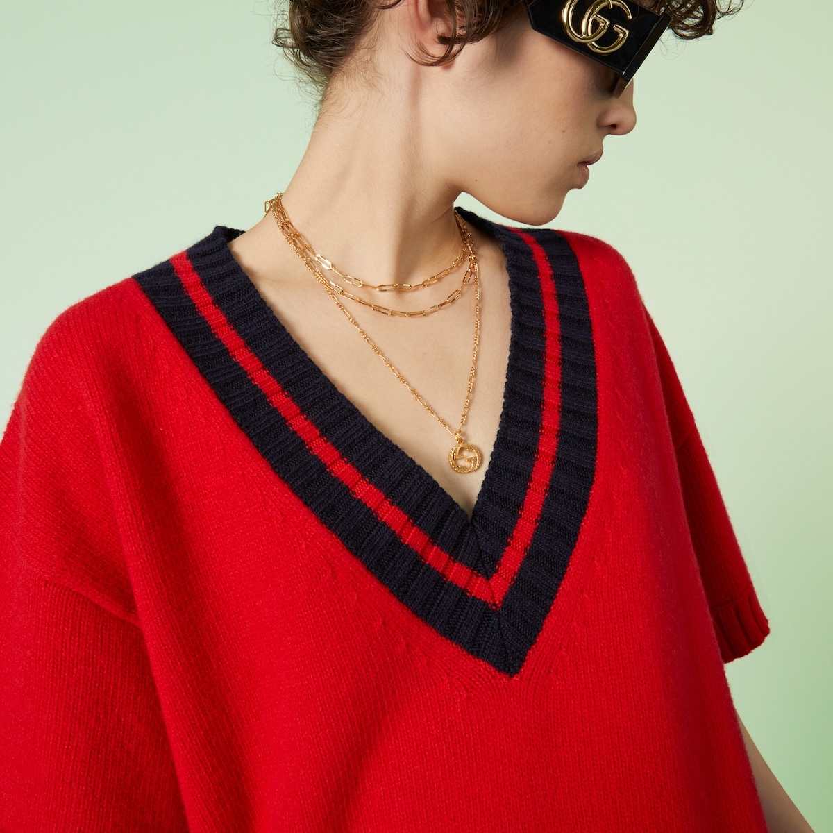 Wool dress with Interlocking G - 3