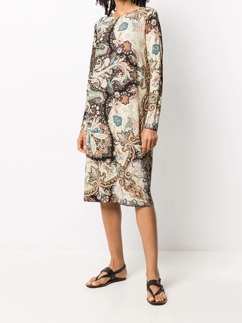 paisley-print long sleeve dress - 7