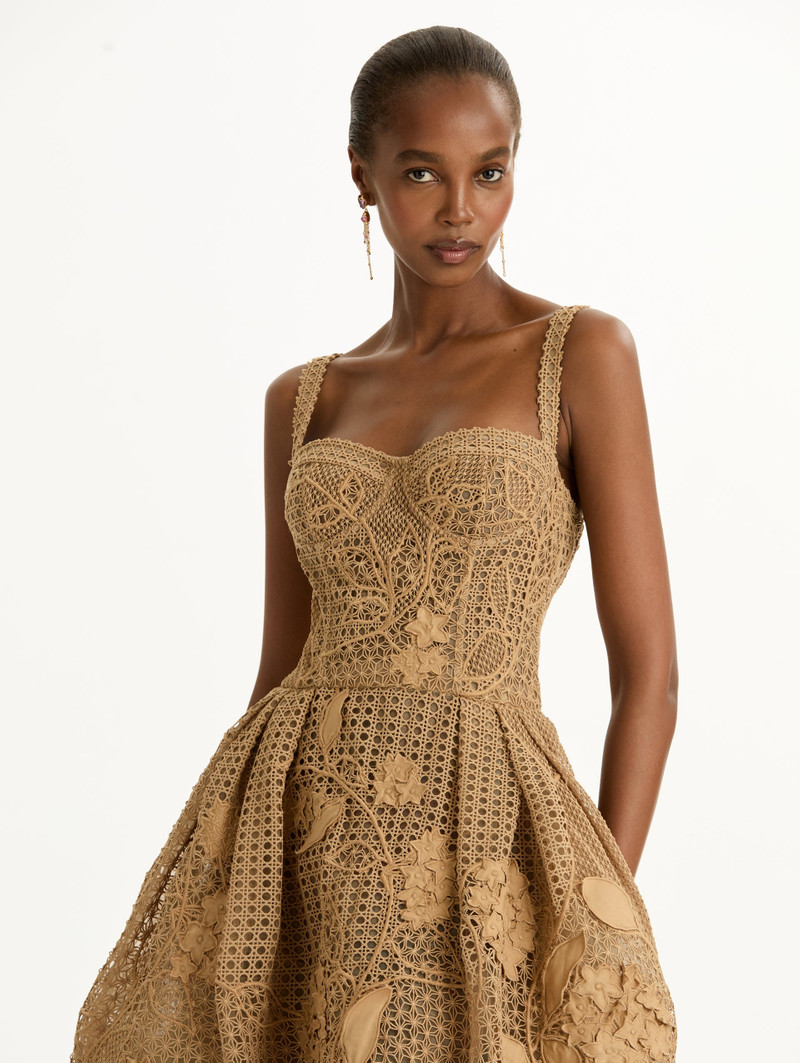 PORCELAIN FLOWER GUIPURE LATTICE COCKTAIL DRESS 3