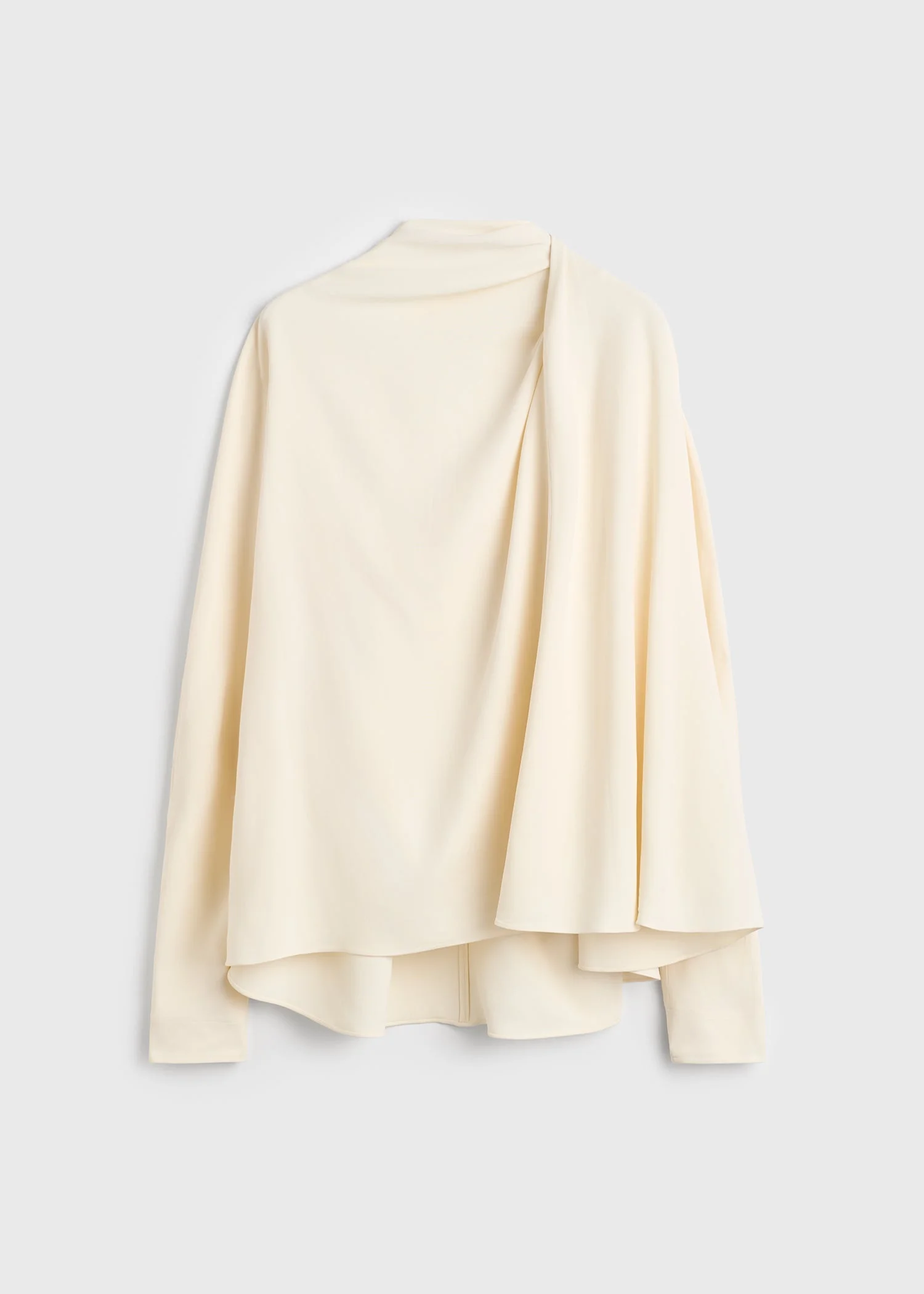 Asymmetric draped cady blouse ecru - 1