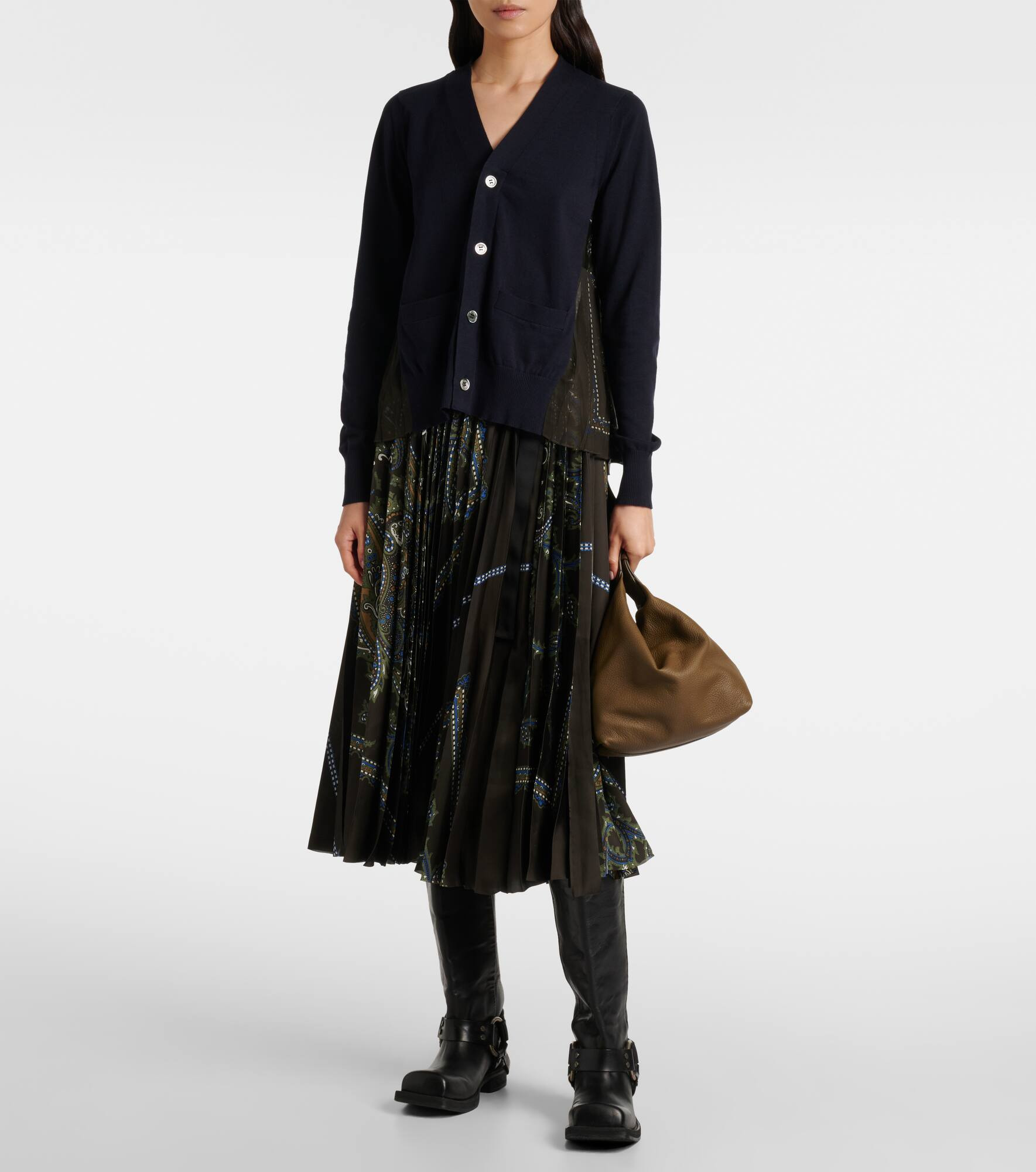 Paisley plissé midi skirt - 2