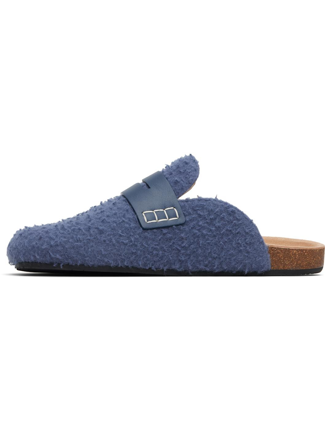 Blue Felt Loafers - 3
