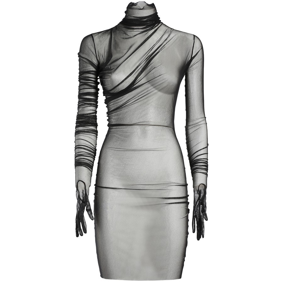 Xenia Draped T-Shirt With Gloved Long Sleeves - 1