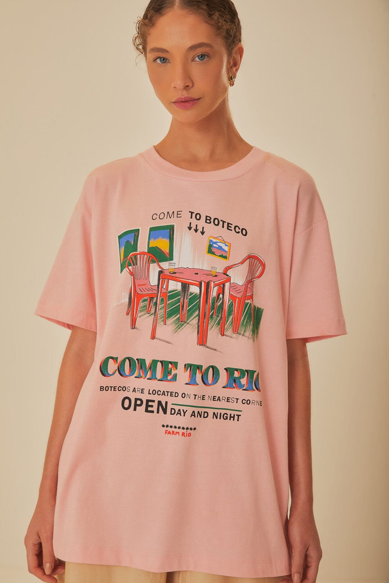 Pink Come To Rio Organic Cotton Relaxed T-Shirt 1