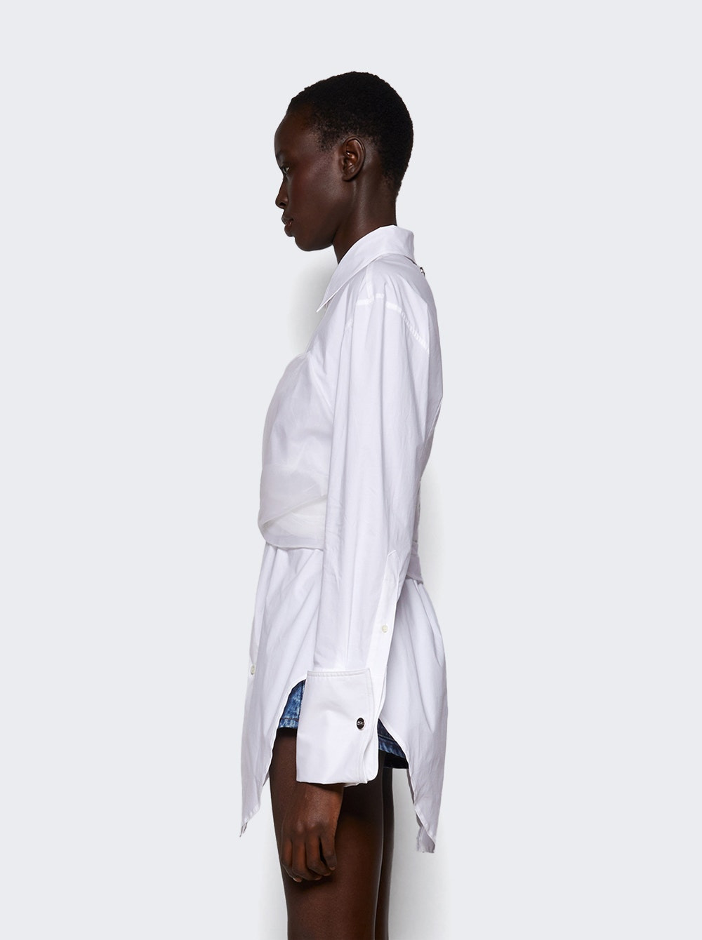 Long Draped Shirt With Zip On Back White - 3