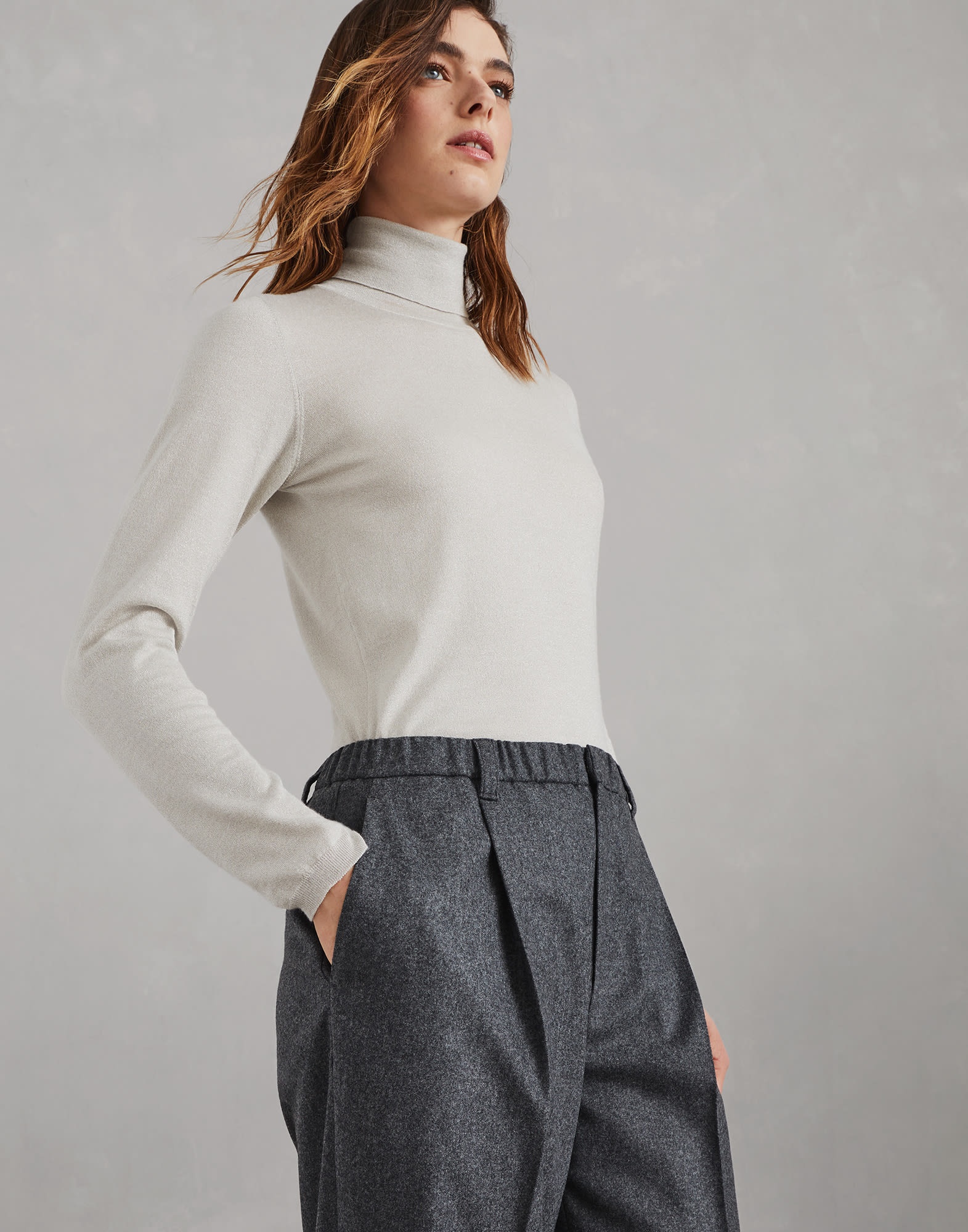 Virgin wool and cashmere flannel baggy trousers - 3