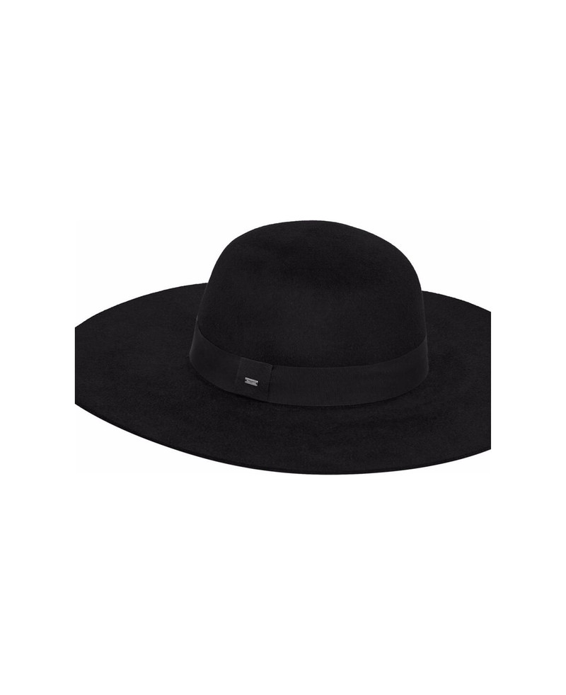 SAINT LAURENT Asymmetrical Hat With Gros Grain Ribbon Detail outlook
