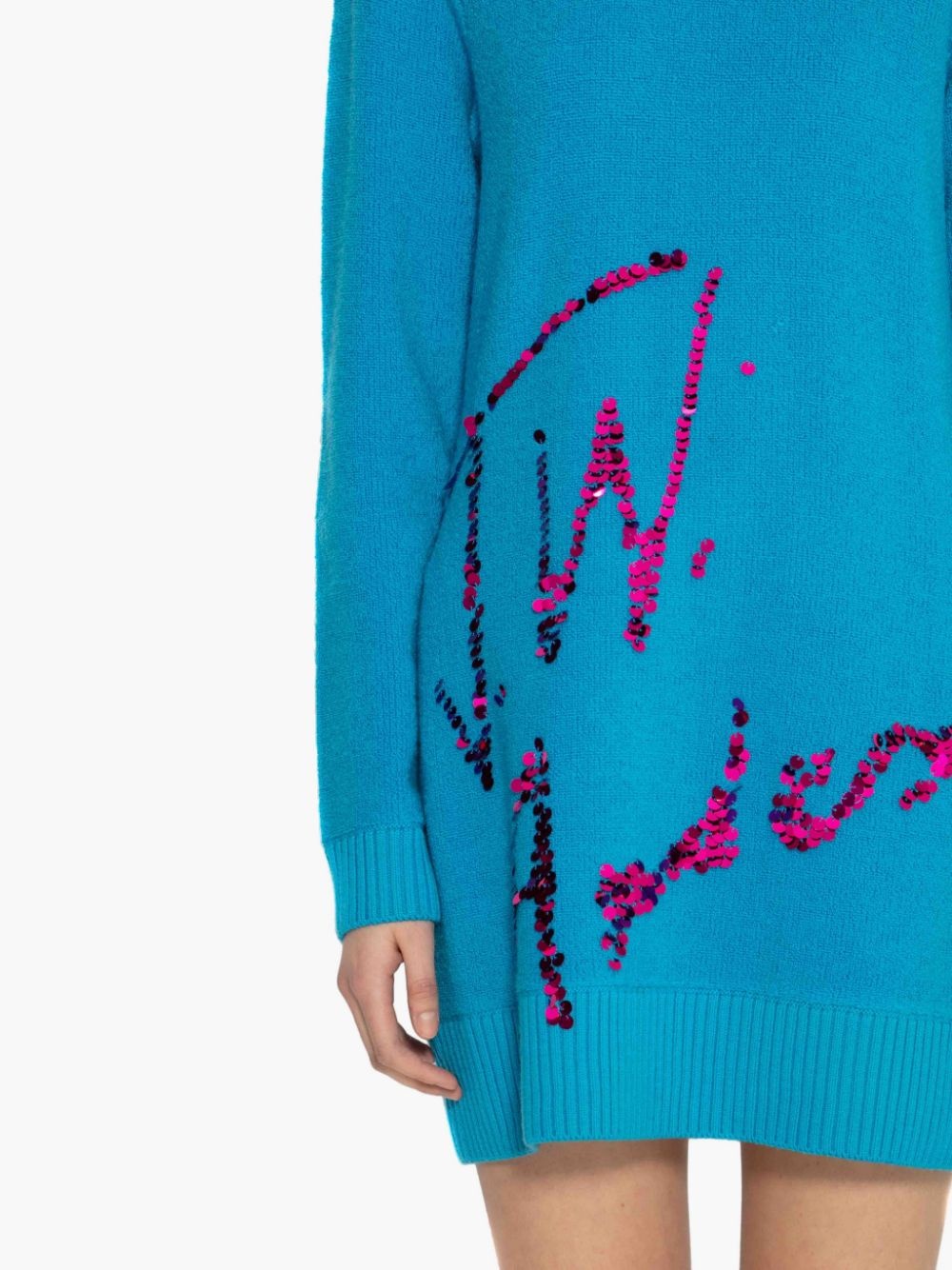 LONG SLEEVE SEQUINS LOGO MINI DRESS - 5