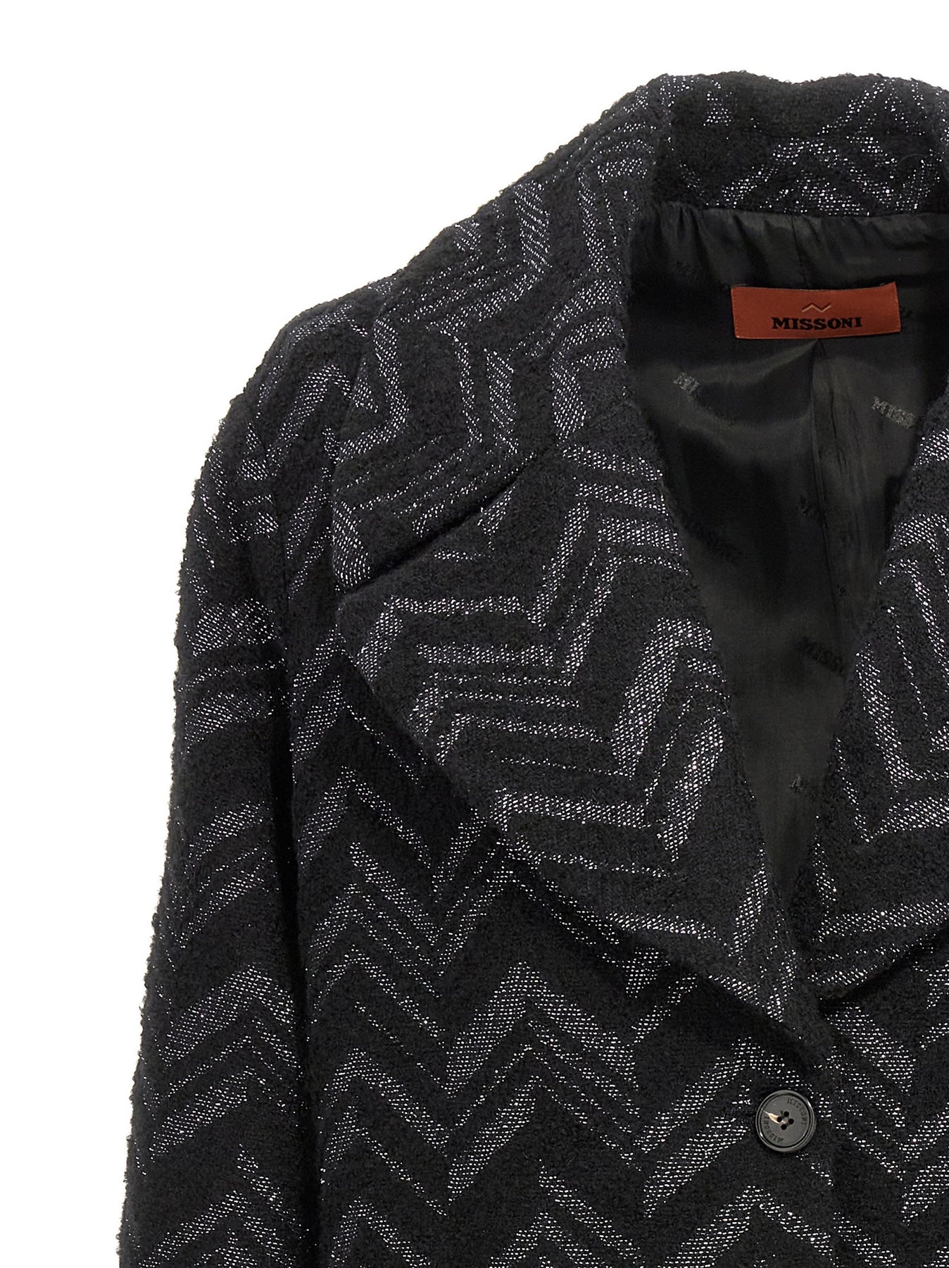 トレンチコート Missoni Black Boucle Knit Coat With Lame Chevron Missoni Black Bouclé Knit Coat With Lame Chevron | ModeSens