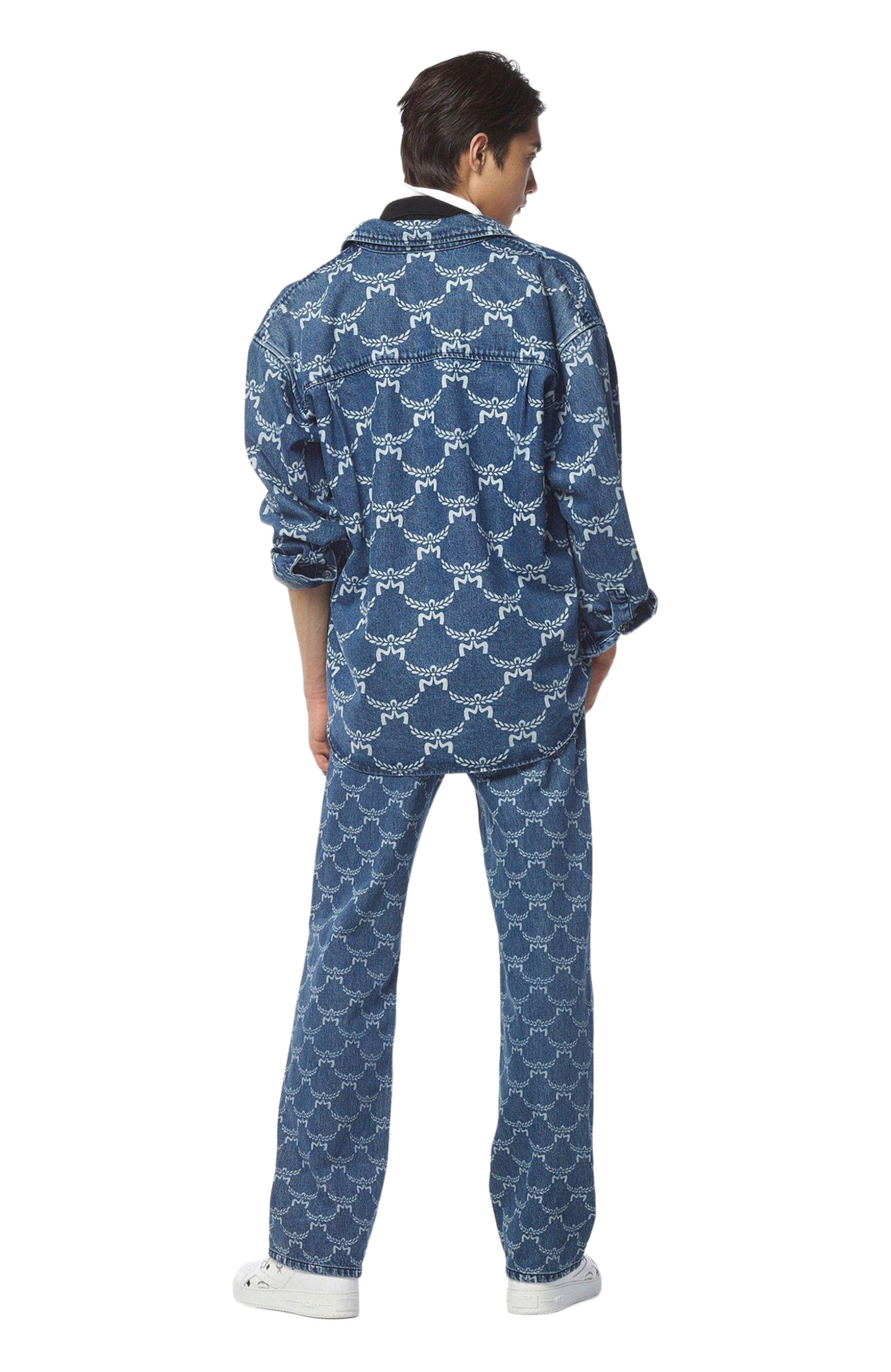 MCM Lauretos Monogram Denim Shirt in Indigo at Nordstrom - 4