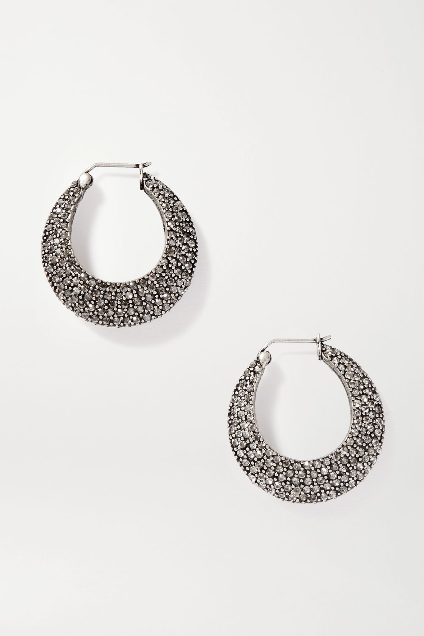 Silver-tone crystal hoop earrings - 1