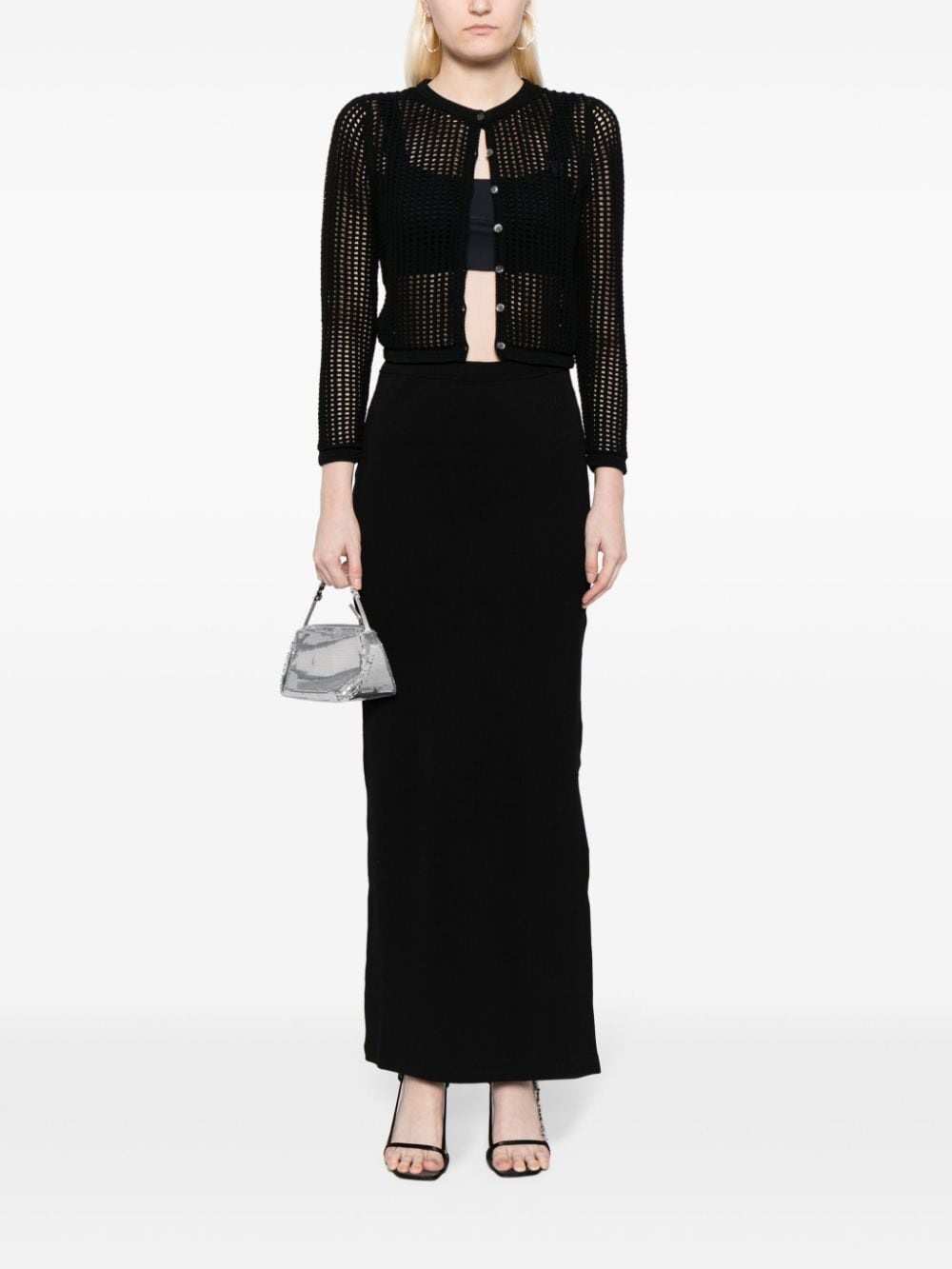 logo-embossed cotton maxi skirt - 2