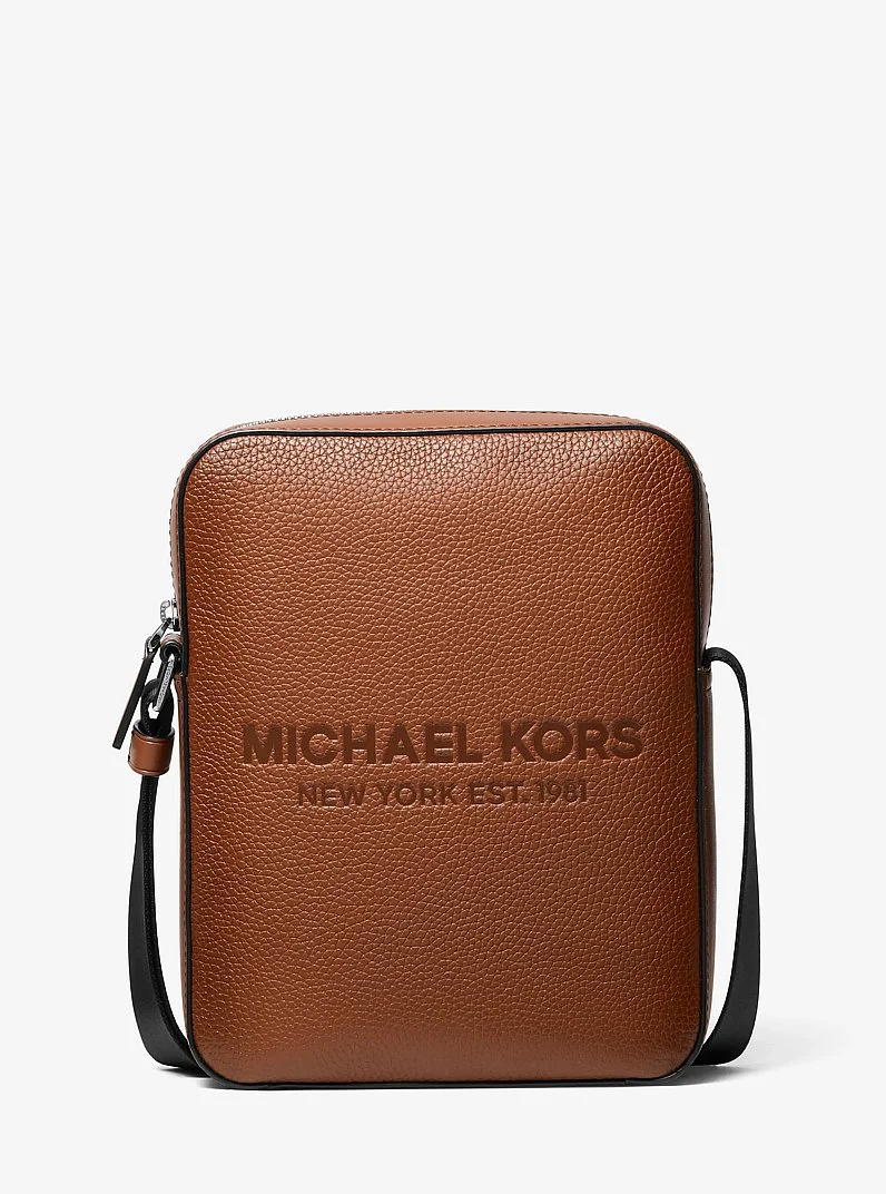 Cooper Logo Embossed Pebbled Leather Flight Bag - 1