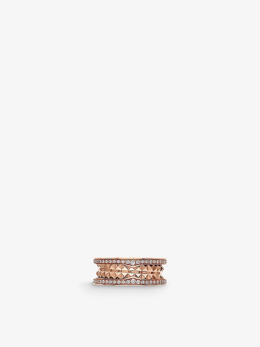 B.zero1 18ct rose-gold and 0.57ct pavé diamond band ring - 5